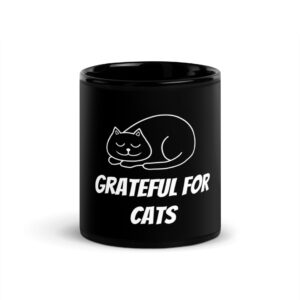 Grateful For Cats Black Glossy Mug