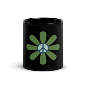 Peace Flower Black Glossy Mug